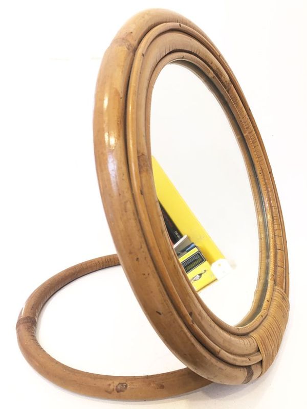 Miroir coiffeuse rotin, 1970