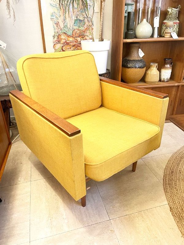 Fauteuil vintage jaune moutarde, 1950