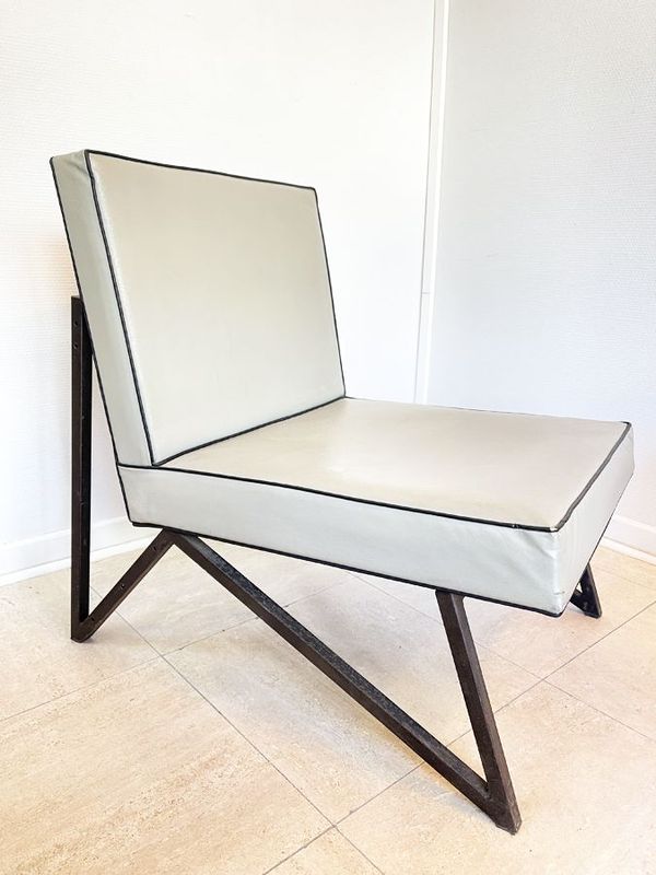 Fauteuil cuir Bauhaus RONÉO, 1950