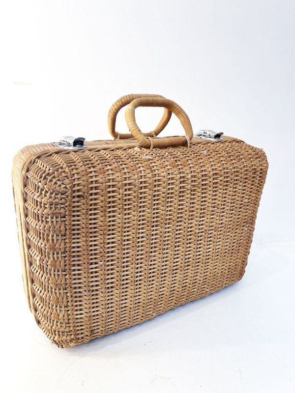 Valisette en rotin vintage, 1950