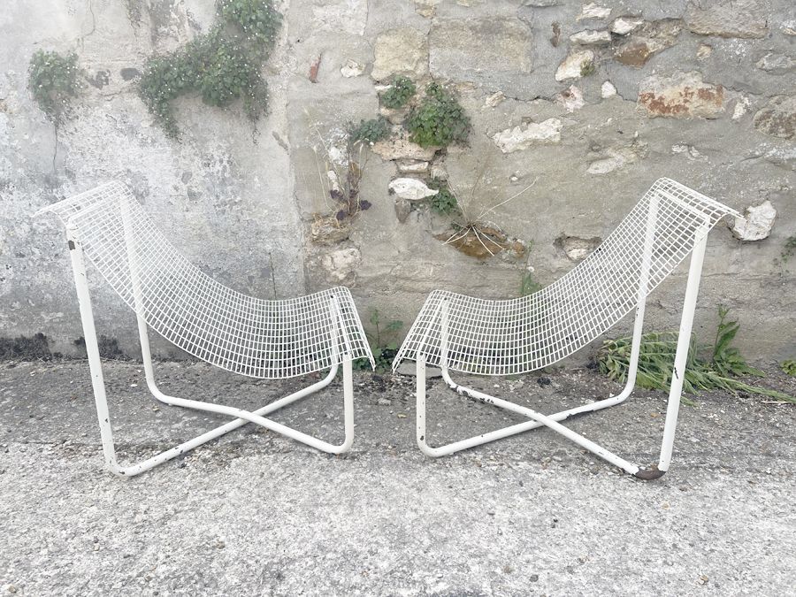 Paire fauteuils jardin filaires, 1980