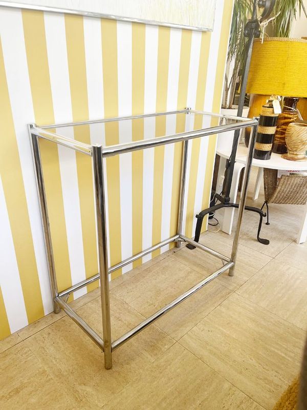 Console chrome et verre fumé, circa 1970
