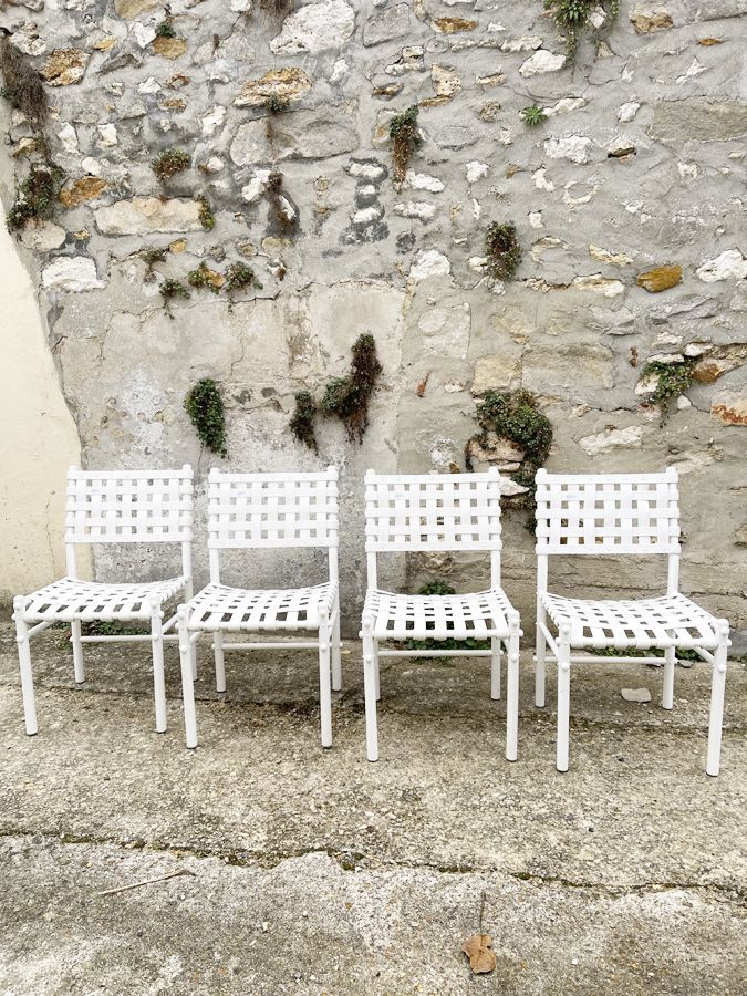 4 chaises tressées triconfort, circa 1970