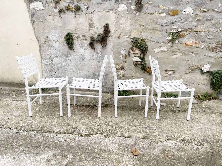 4 chaises tressées triconfort, circa 1970