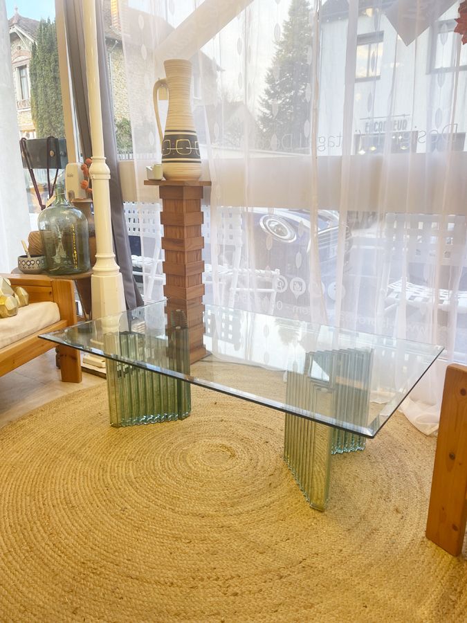 Table basse italienne en verre — Luigi Massoni pour Gallotti & Radice