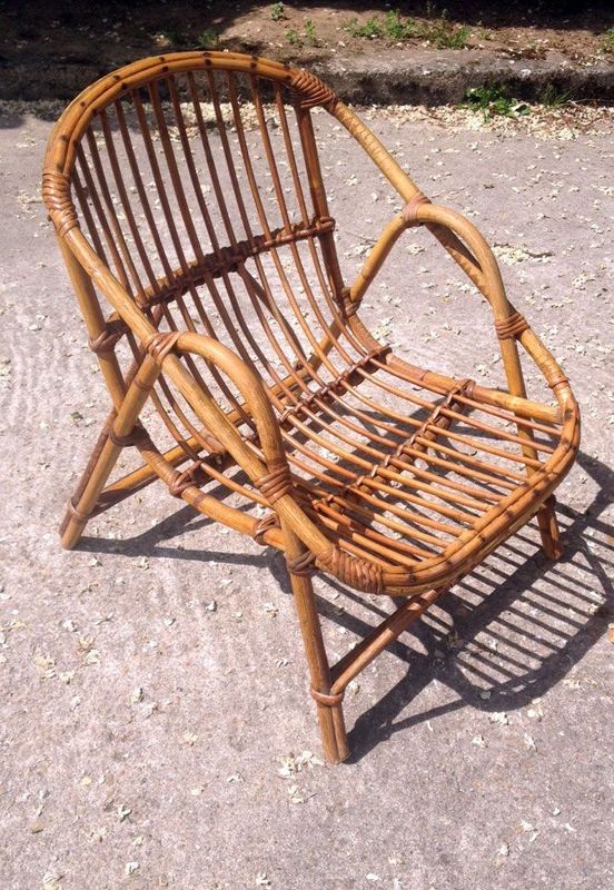 Fauteuil enfant en rotin vintage, 1950 Fauteuil enfant en rotin vintage, 1950