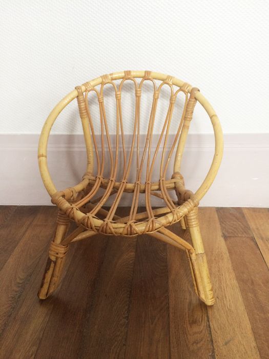 Fauteuil corbeille enfant en rotin, 50 s Fauteuil corbeille enfant en rotin, 50 s