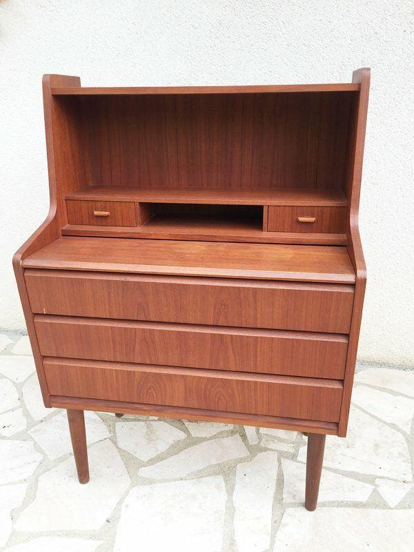 Secrétaire plaquage teck danois, 1960 Secrétaire plaquage teck danois, 1960