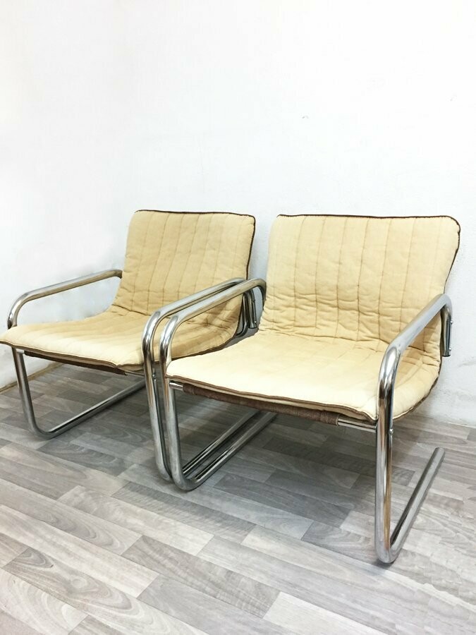 Fauteuils vintage tubulaire, 1970 Fauteuils vintage tubulaire, 1970