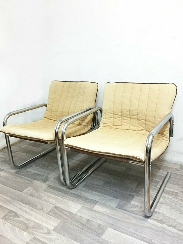 Fauteuils vintage tubulaire, 1970 Fauteuils vintage tubulaire, 1970