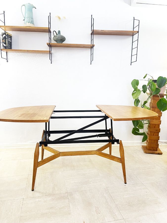 Table basse scandinave relevable « smørrebrød », 1960