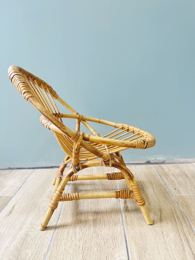 Fauteuil enfant en rotin vintage, 1960