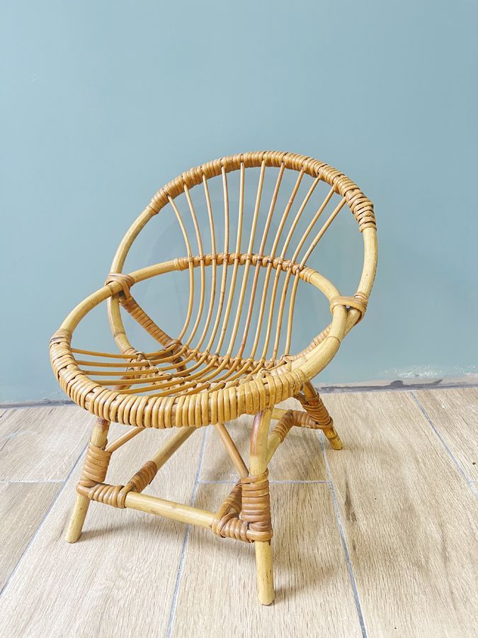 Fauteuil enfant en rotin vintage, 1960