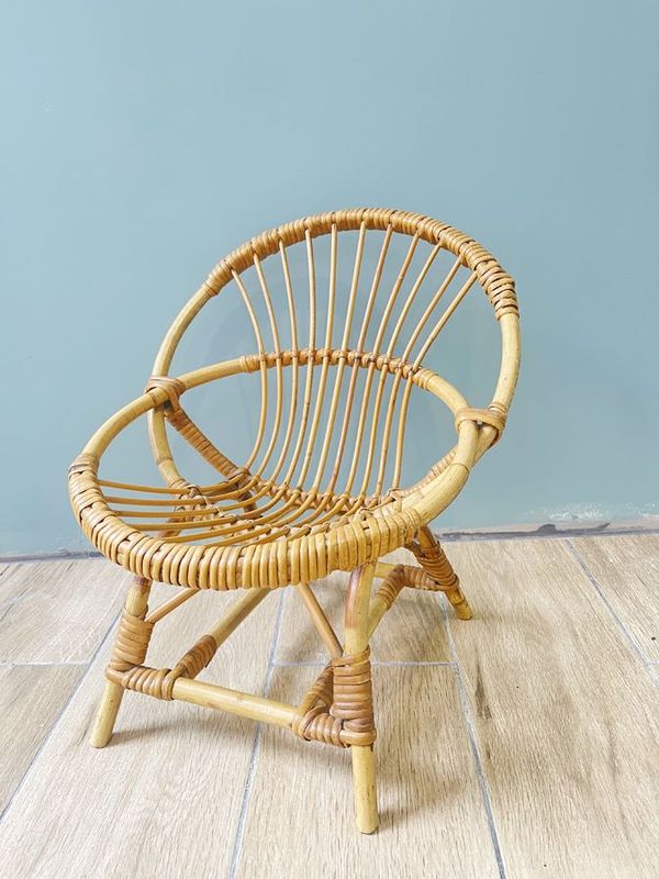 Fauteuil enfant en rotin vintage, 1960