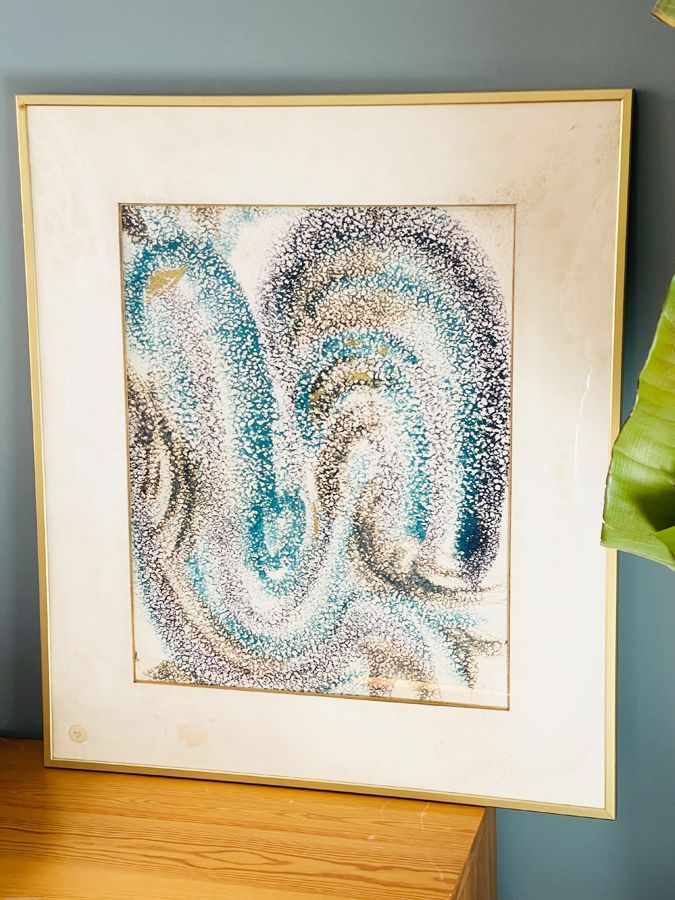 Œuvre abstraite aux nuances dorées, années 70