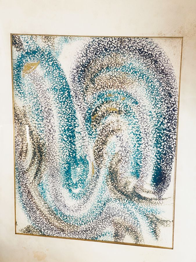 Œuvre abstraite aux nuances dorées, années 70