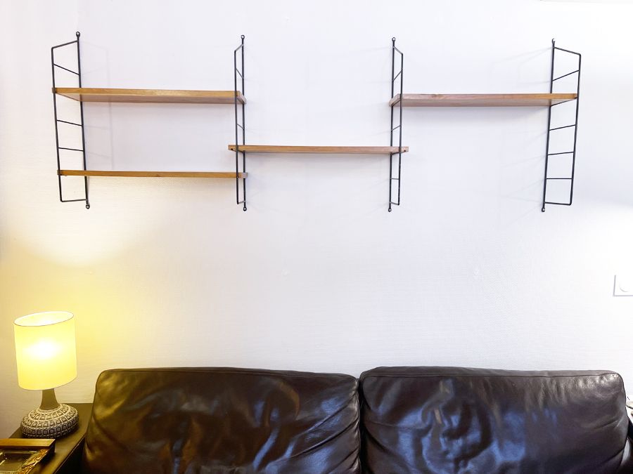 Étagère murale scandinave modulable, circa 1960