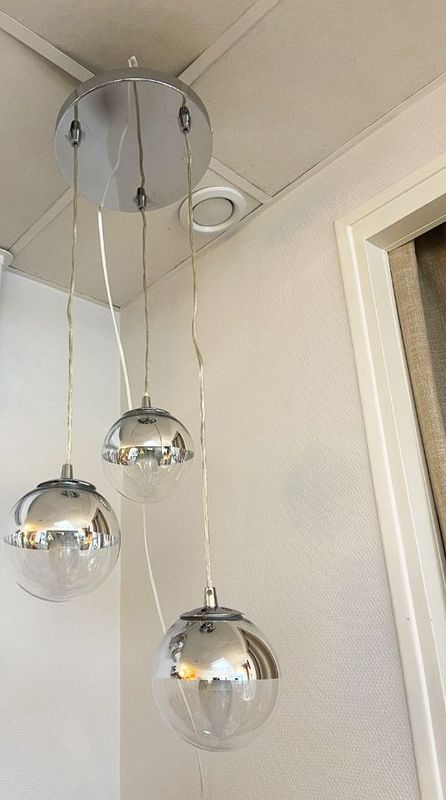 Suspension triple sphères chromées – esprit années 70