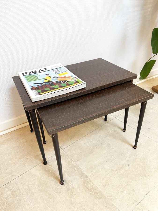 Paire de tables gigognes vintage en formica, 1970