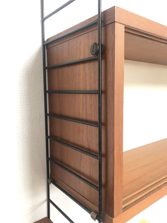 Étagère murale modulable String vintage en teck – design scandinave années 60