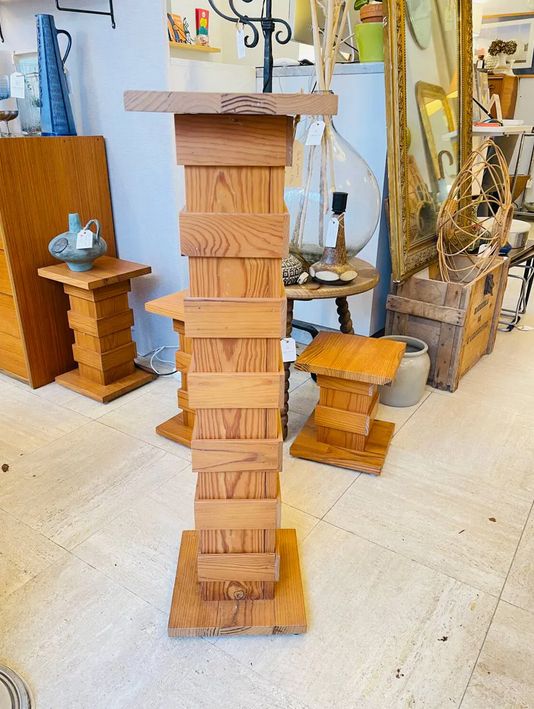 Colonne plantes teck scandinave, 1970