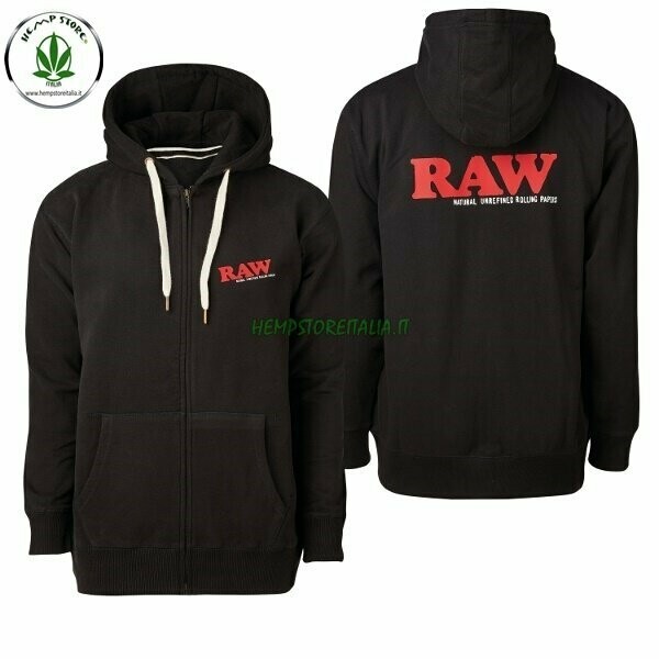 RAW ZIP HOODIE BLACK LOGO