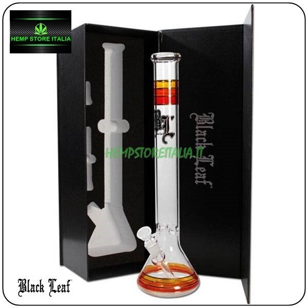 BONG ICE FLASK IN VETRO CON VALIGETTA BLACK LEAF 50CM.
