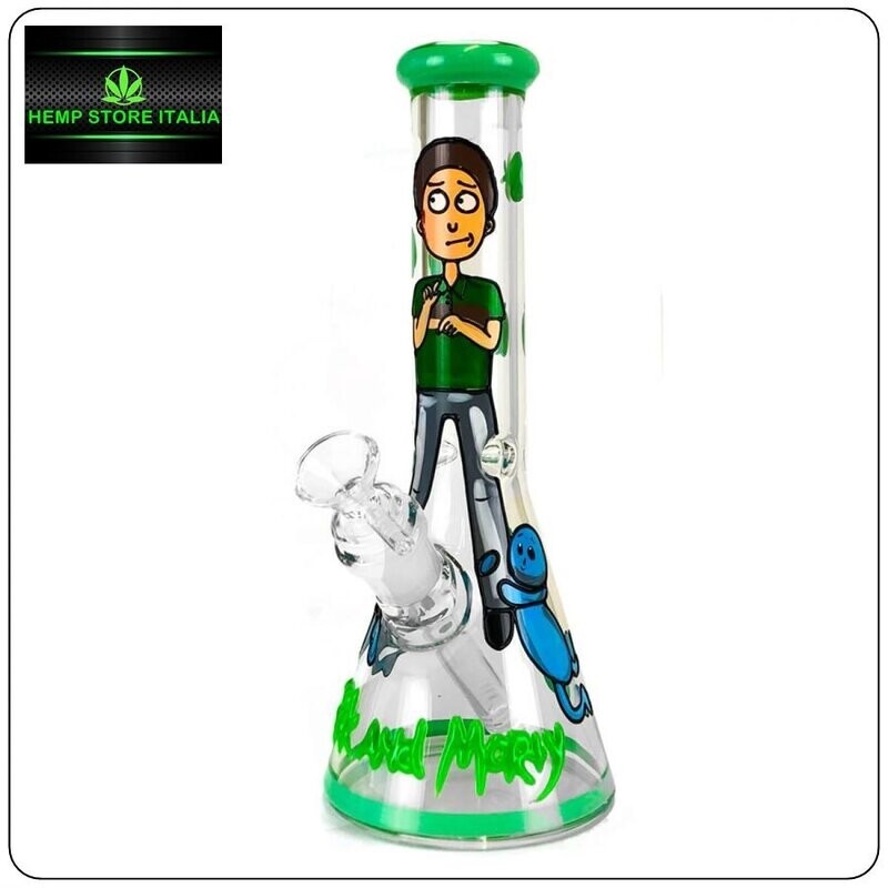 BONG IN VETRO CON CARTONI ANIMATI FATTO A MANO - 25CM BOY