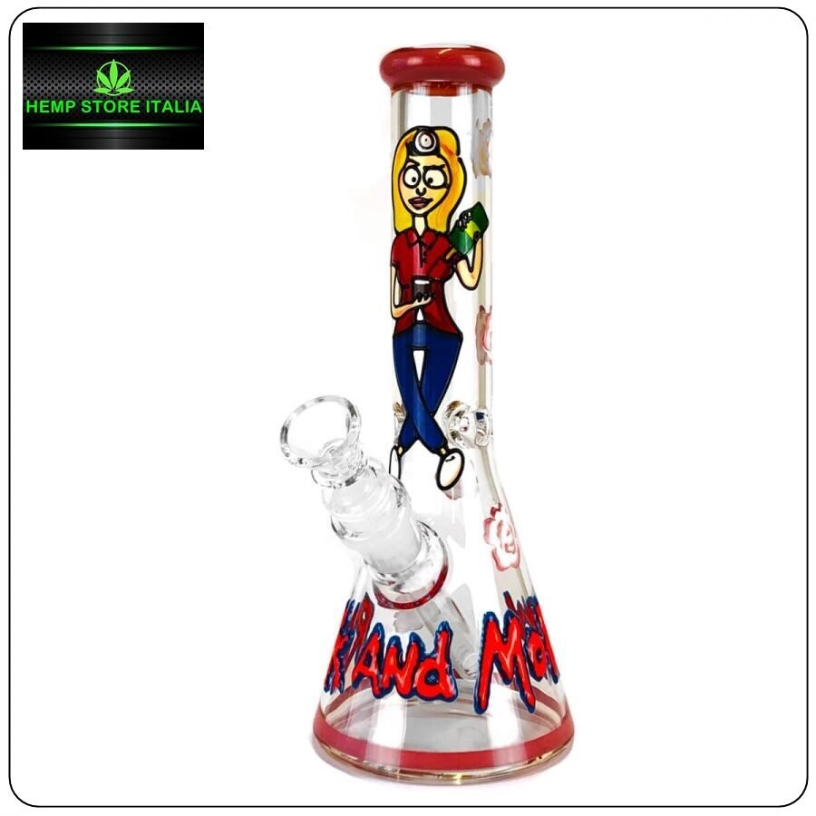BONG IN VETRO CON CARTONI ANIMATI FATTO A MANO - 25CM RAGAZZA