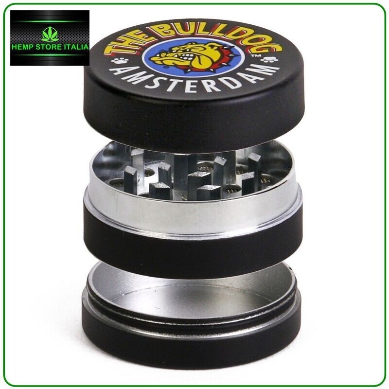 THE BULLDOG ORIGINAL BLACK AMSTERDAM GRINDER IN METALLO 35MM - 3 PARTI