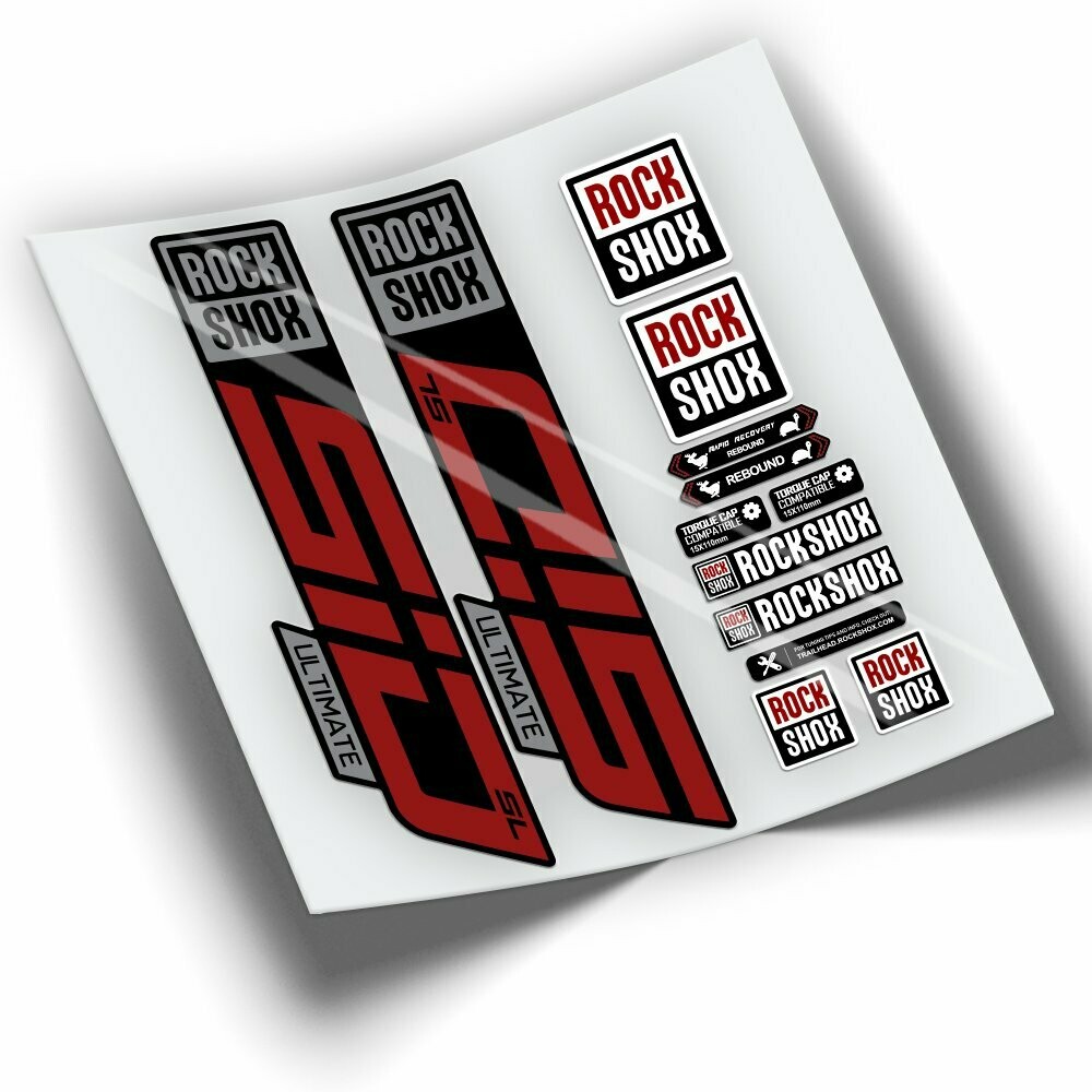 PEGATINAS HORQUILLA ROCKSHOX SID ULTIMATE SL BICOLOR WP337, COLOR: ROJO 031