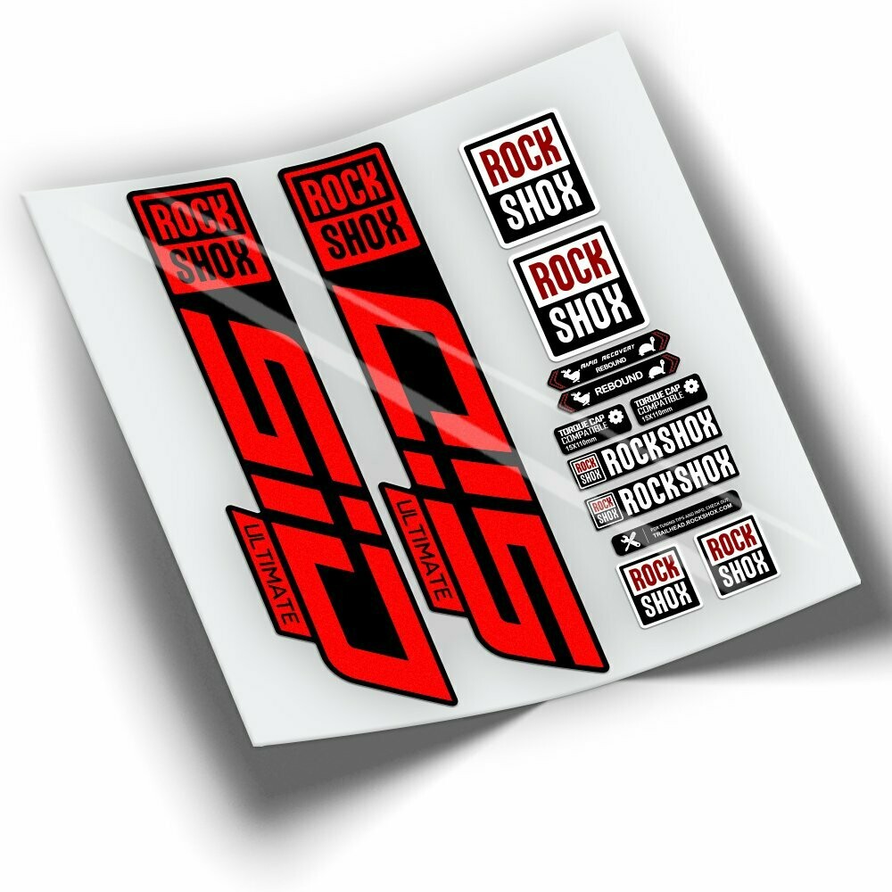 PEGATINAS HORQUILLA ROCKSHOX SID ULTIMATE 2021 WP340, COLOR: ROJO FLUOR