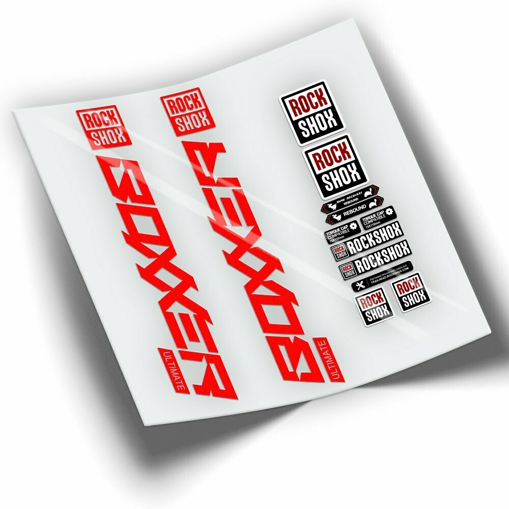 PEGATINAS HORQUILLA ROCKSHOX BOXXER ULTIMATE 2021 WP375, COLOR: ROJO FLUOR