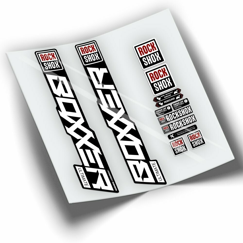 PEGATINAS HORQUILLA ROCKSHOX BOXXER ULTIMATE 2021 WP378, COLOR: BLANCO