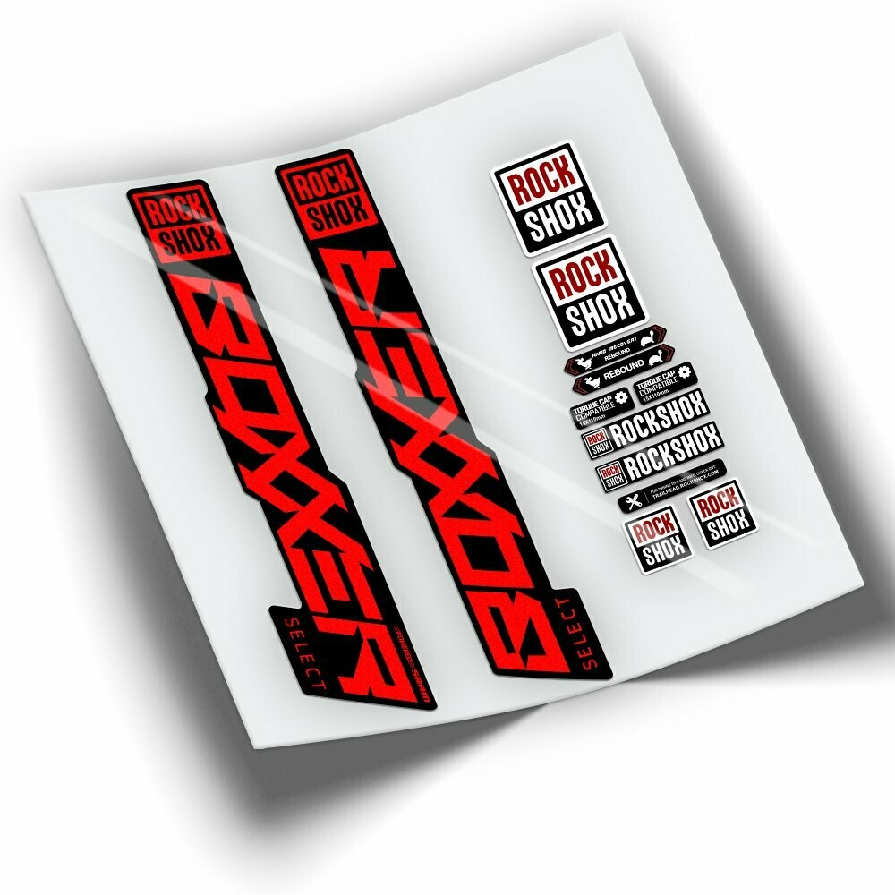 PEGATINAS HORQUILLA ROCKSHOX BOXXER SELECT 2021 WP380, COLOR: ROJO FLUOR