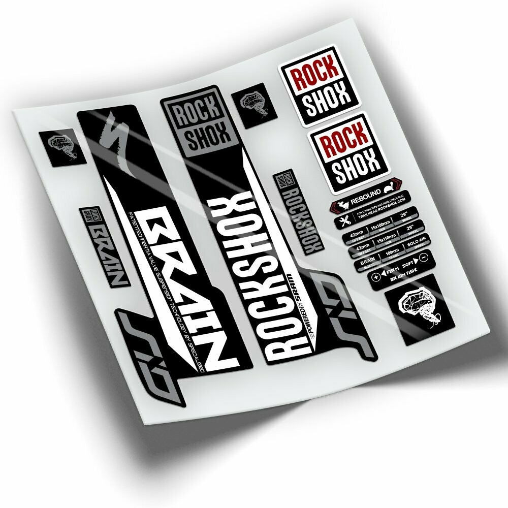 PEGATINAS HORQUILLA ROCKSHOX BRAIN 2021-2022 BICOLOR WP400, COLOR: BLANCO