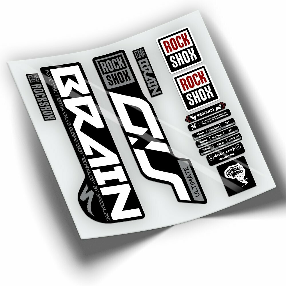 PEGATINAS HORQUILLA ROCKSHOX BRAIN 2021-2023 BICOLOR WP403, COLOR: BLANCO