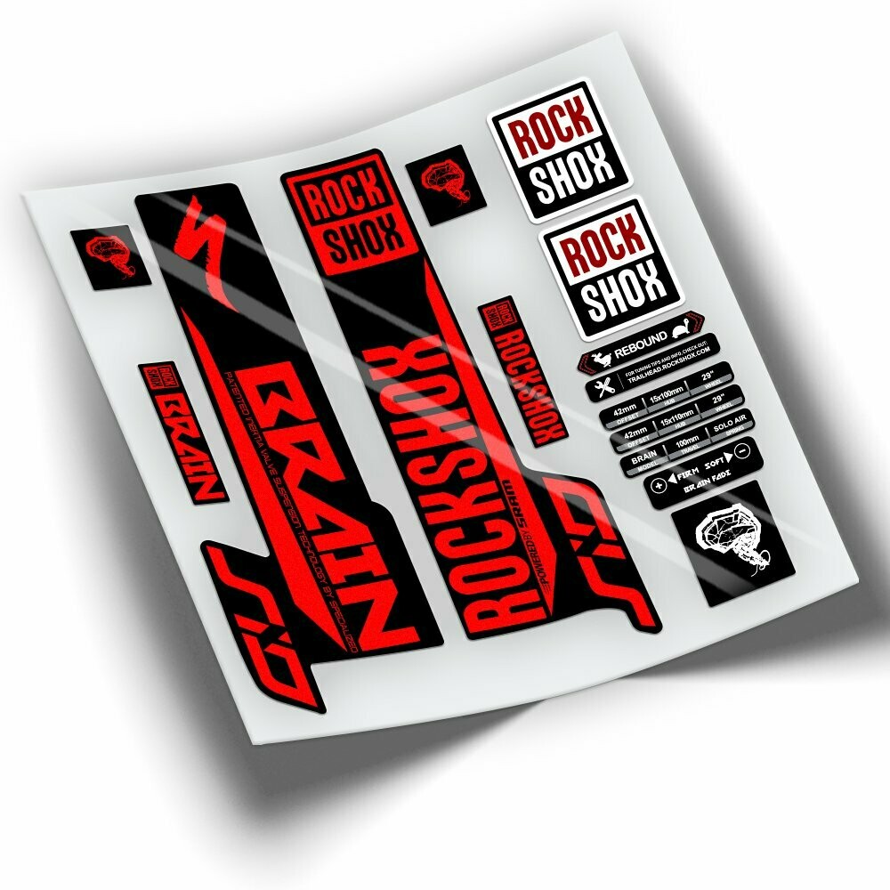 PEGATINAS HORQUILLA ROCKSHOX BRAIN 2021-2022 WP399, COLOR: ROJO FLUOR