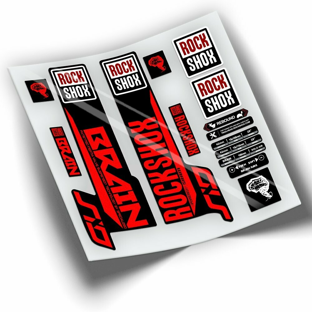 PEGATINAS HORQUILLA ROCKSHOX BRAIN 2021-2022 WP401, COLOR: ROJO FLUOR