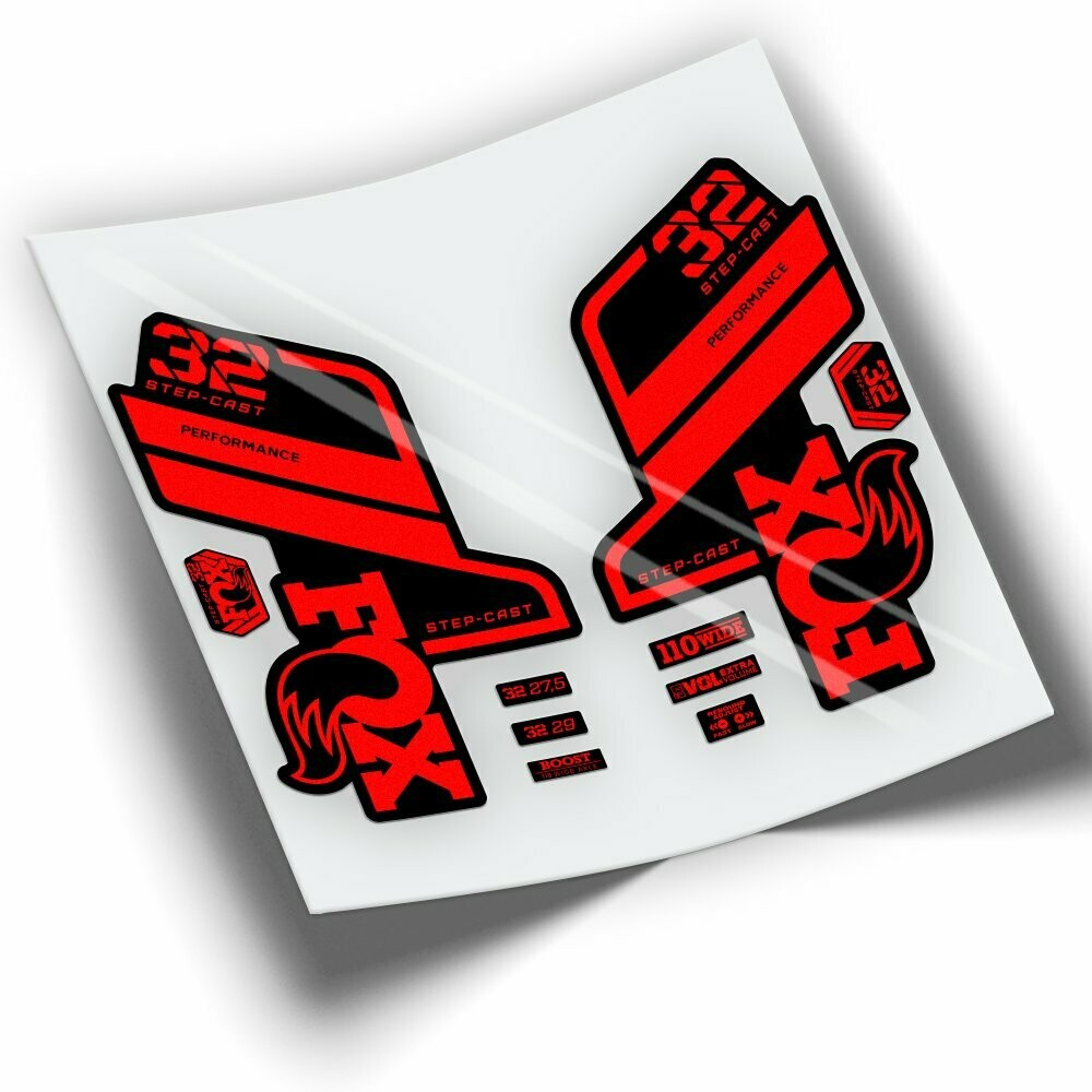 PEGATINAS HORQUILLA FOX 32 PERFORMANCE STEP CAST 2021-2023 COLORES WP407, COLOR: ROJO FLUOR