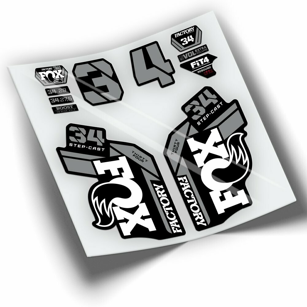 PEGATINAS HORQUILLA FOX 34 FACTORY STEP CAST 2021-2023 BICOLOR WP412, COLOR: BLANCO