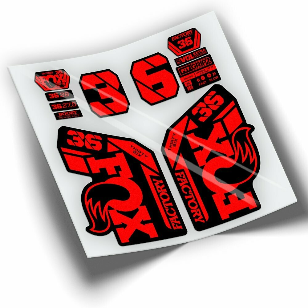 PEGATINAS HORQUILLA FOX 36 FACTORY 2021-2023 COLORES WP425, COLOR: ROJO FLUOR