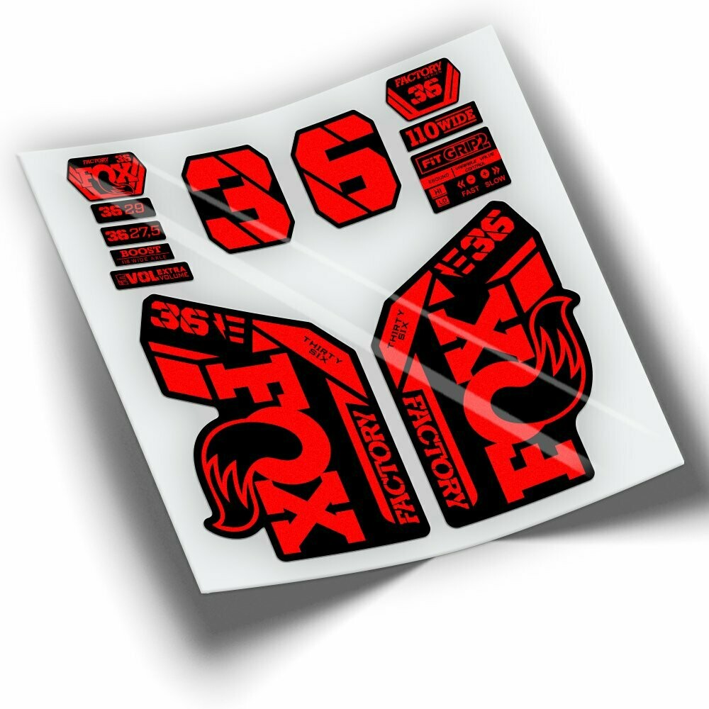 PEGATINAS HORQUILLA FOX 36 FACTORY EBIKE 2021-2023 COLORES WP429, COLOR: ROJO FLUOR