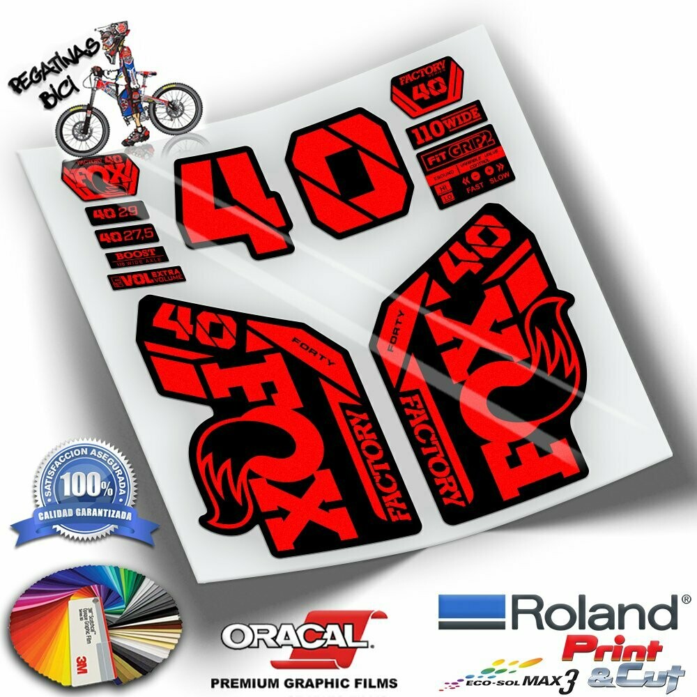 PEGATINAS HORQUILLA FOX 40 FACTORY 2021-2023 COLORES WP441, COLOR: ROJO FLUOR