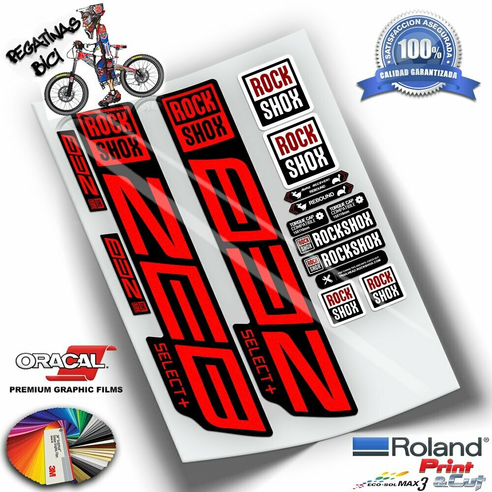 PEGATINAS HORQUILLA ROCKSHOX ZEB SELECT PLUS 2021-2023 COLORES WP445, COLOR: ROJO FLUOR
