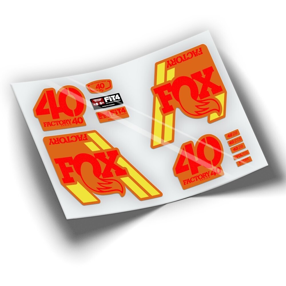 PEGATINA FOX 40 2018 FONDO NARANJA WP91, COLOR: ROJO FLUOR