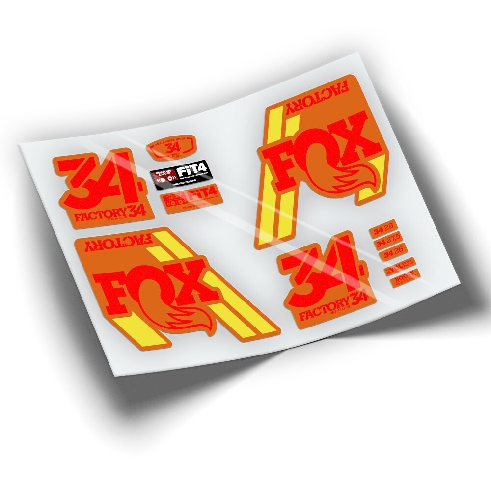 PEGATINA FOX 34 2018 FONDO NARANJA WP89, COLOR: ROJO FLUOR