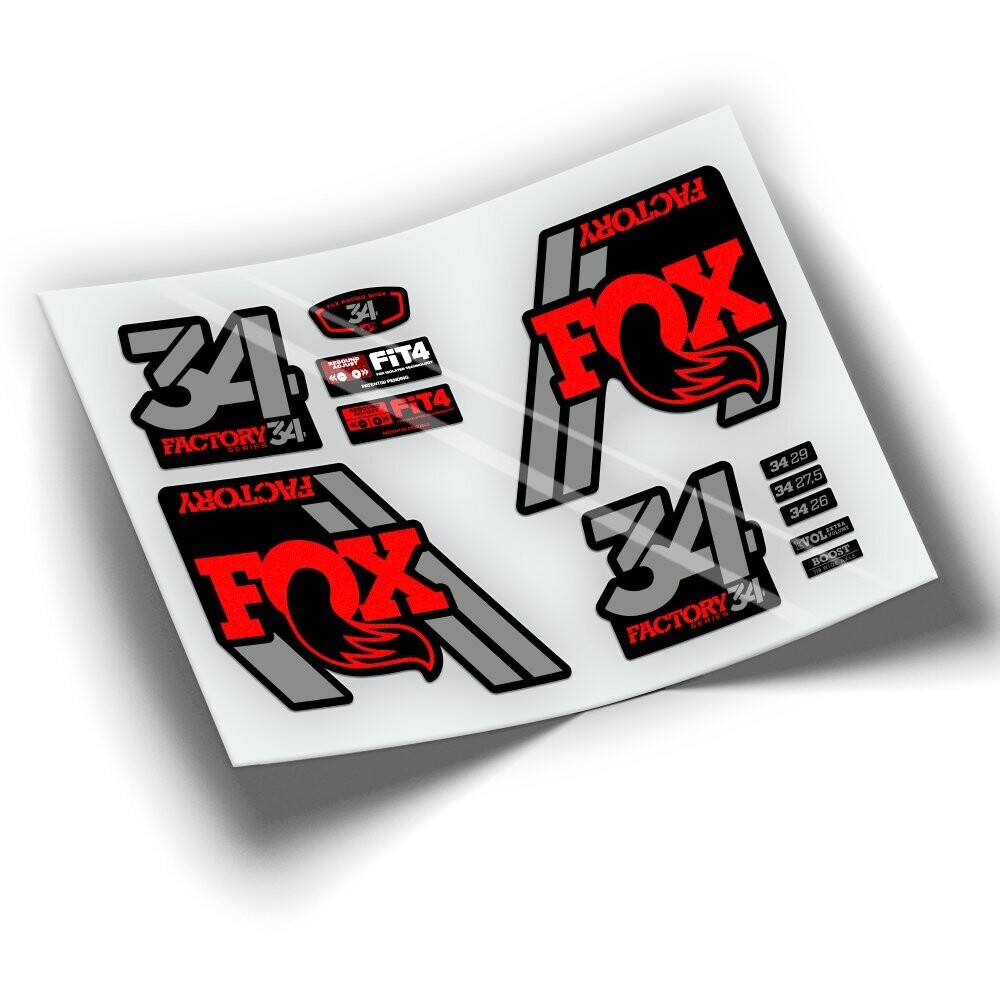 PEGATINAS FOX 34 2018 DOS COLORES WP80, COLOR: ROJO FLUOR