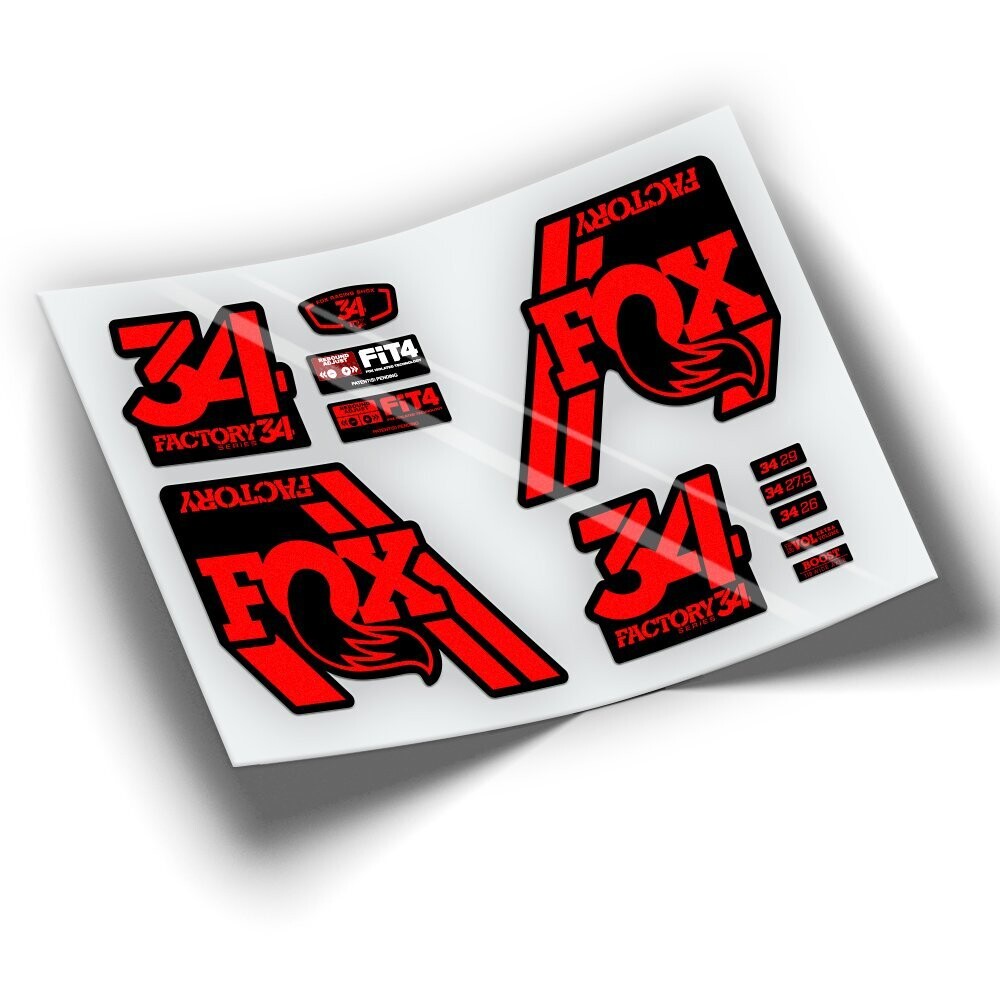 PEGATINAS HORQUILLA FOX 34 2018 WP76, COLOR: ROJO FLUOR