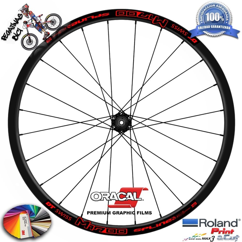 PEGATINAS LLANTAS DT SWISS 1700 SPLINE WH47, COLOR: ROJO FLUOR